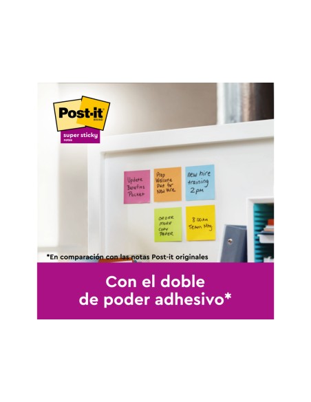 Bloc de notas adhesivas quita y pon post it super sticky carnival 100 pefc 76x127 mm pack de 6 blocs colores