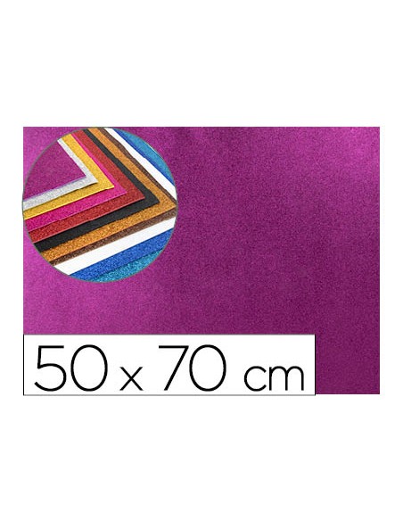 Goma eva con purpurina liderpapel 50x70cm 60g m2 espesor 2mm violeta