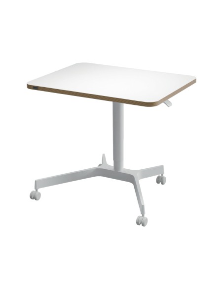 Mesa leitz ergo regulable en altura neumatica tablero 80x60 cm con 4 ruedas color blanco Mesa leitz ergo regulable en altura neumatica tablero 80x60 cm con 4 ruedas color blanco