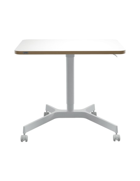 Mesa leitz ergo regulable en altura neumatica tablero 80x60 cm con 4 ruedas color blanco Mesa leitz ergo regulable en altura neumatica tablero 80x60 cm con 4 ruedas color blanco