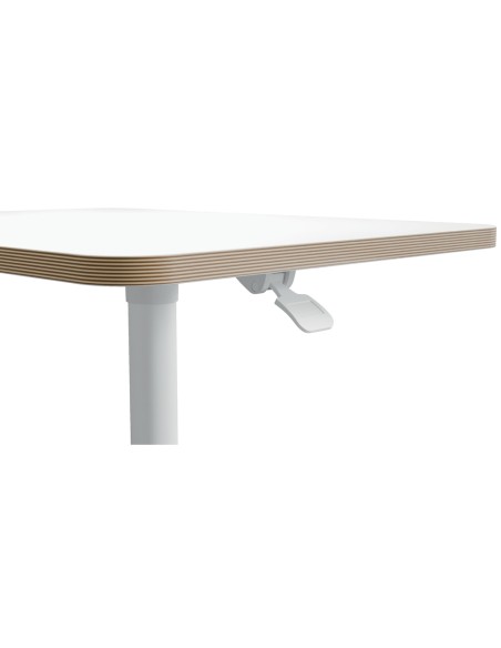 Mesa leitz ergo regulable en altura neumatica tablero 80x60 cm con 4 ruedas color blanco Mesa leitz ergo regulable en altura neumatica tablero 80x60 cm con 4 ruedas color blanco