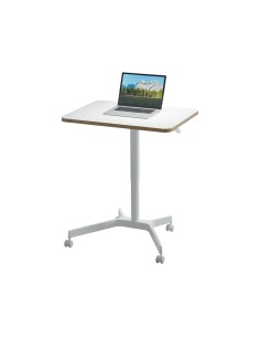 Mesa leitz ergo regulable en altura neumatica tablero 80x60 cm con 4 ruedas color blanco