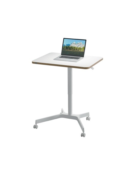 Mesa leitz ergo regulable en altura neumatica tablero 80x60 cm con 4 ruedas color blanco Mesa leitz ergo regulable en altura neumatica tablero 80x60 cm con 4 ruedas color blanco