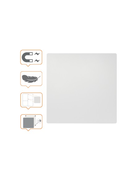 Pizarra blanca nobo modular sin marco acero magnetica 450x450 mm