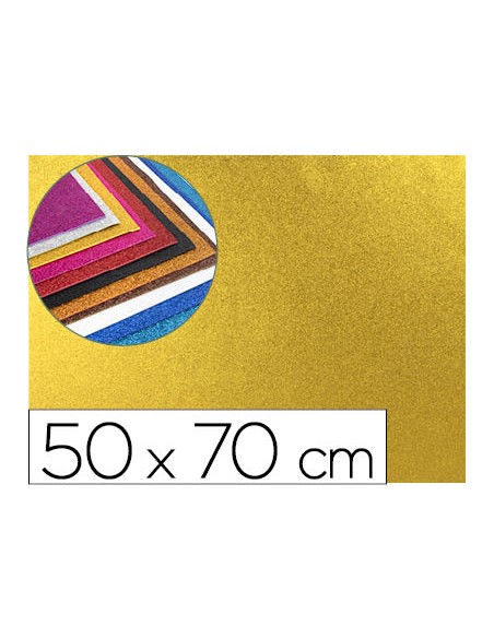Goma eva con purpurina liderpapel 50x70cm 60g m2 espesor 2mm oro