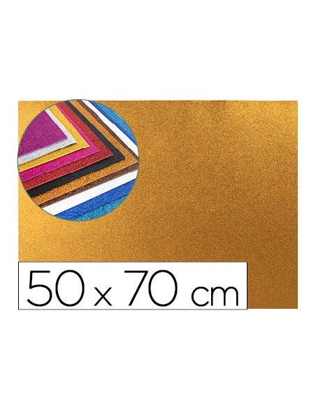 Goma eva con purpurina liderpapel 50x70cm 60g m2 espesor 2mm naranja