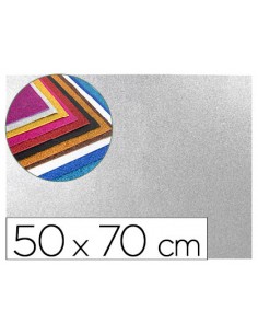 Goma eva con purpurina liderpapel 50x70cm 60g m2 espesor 2mm plata