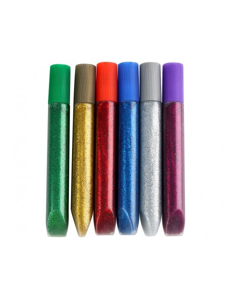 Purpurina pegamento liderpapel fantasia colores metalicos blister de 6 unidades de 10 gr