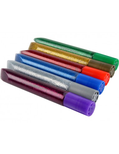 Purpurina pegamento liderpapel fantasia colores metalicos blister de 6 unidades de 10 gr