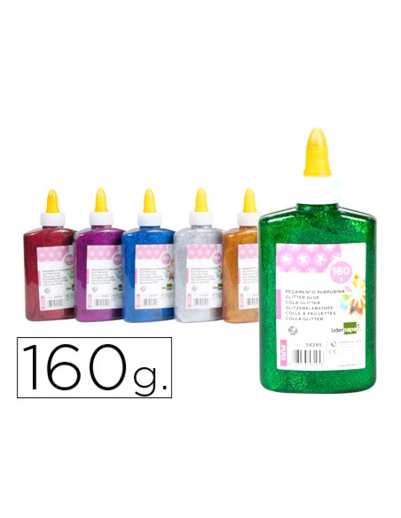 Purpurina pegamento liderpapel fantasia colores metalicos surtidos bote de 160 gr