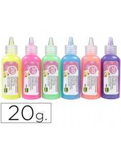 Purpurina pegamento liderpapel fantasia colores metalicos pasteles bote de 20 gr
