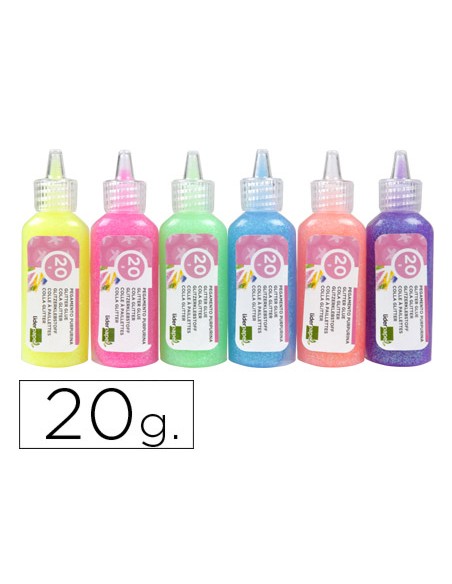 Purpurina pegamento liderpapel fantasia colores metalicos pasteles bote de 20 gr