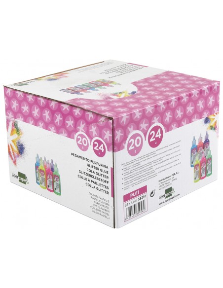 Purpurina pegamento liderpapel fantasia colores metalicos pasteles bote de 20 gr