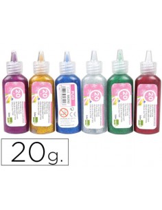 Purpurina pegamento liderpapel fantasia colores metalicos surtidos bote 20 gr