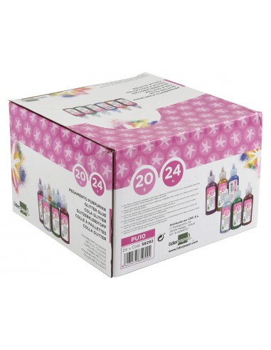 Purpurina pegamento liderpapel fantasia colores metalicos surtidos bote 20 gr
