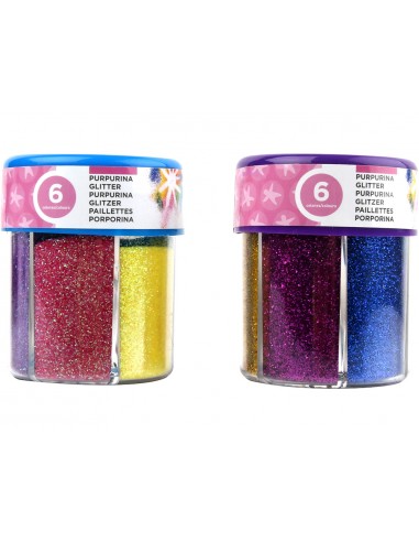 Purpurina liderpapel fantasia colores metalicos 6 colores surtidos bote de 120 gr
