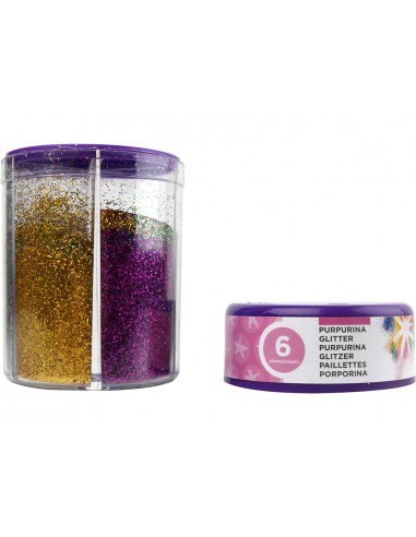 Purpurina liderpapel fantasia colores metalicos 6 colores surtidos bote de 120 gr