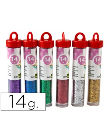 Purpurina liderpapel fantasia colores metalicos surtidos bote de 14 gr