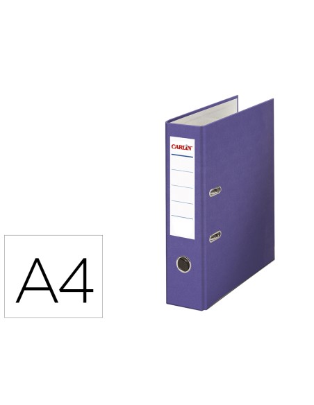 Archivador de palanca carlin din a4 forrado polipropileno con rado lomo ancho 80 mm morado