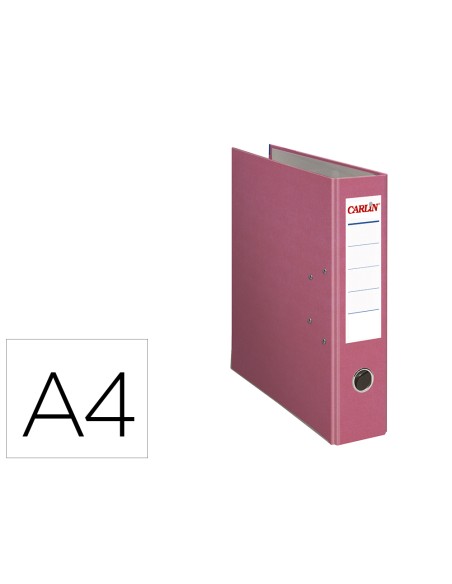 Archivador de palanca carlin din a4 forrado polipropileno con rado lomo ancho 80 mm rosa
