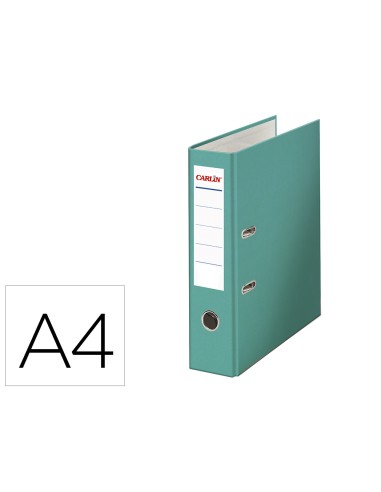 Archivador de palanca carlin din a4 forrado polipropileno con rado lomo ancho 80 mm verde claro