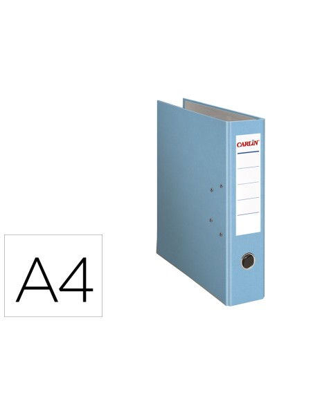 Archivador de palanca carlin din a4 forrado polipropileno con rado lomo ancho 80 mm azul claro
