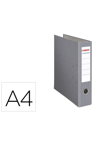 Archivador de palanca carlin din a4 forrado polipropileno con rado lomo ancho 80 mm gris