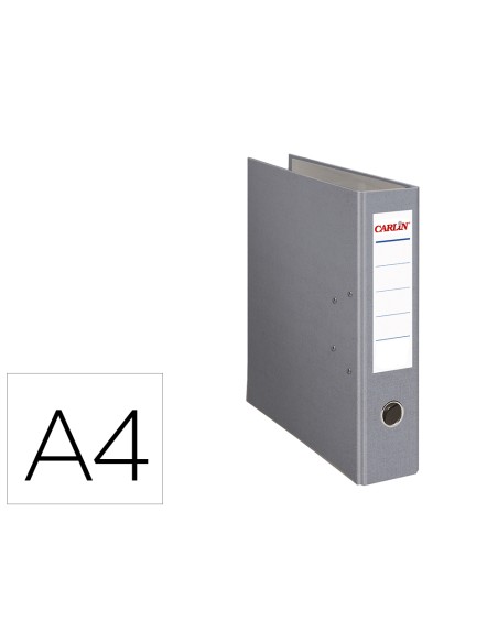 Archivador de palanca carlin din a4 forrado polipropileno con rado lomo ancho 80 mm gris