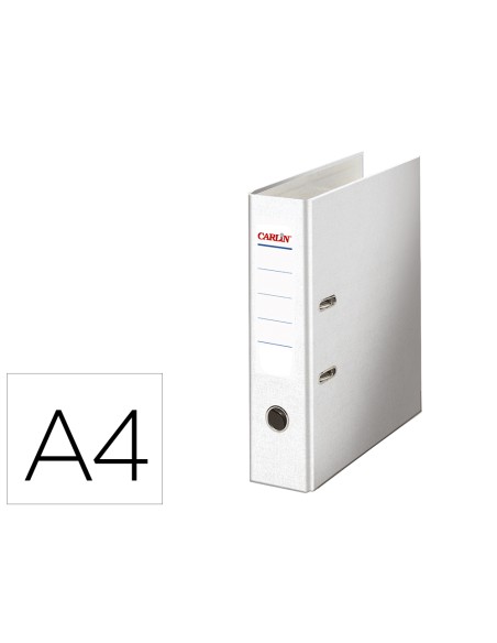 Archivador de palanca carlin din a4 forrado polipropileno con rado lomo ancho 80 mm blanco
