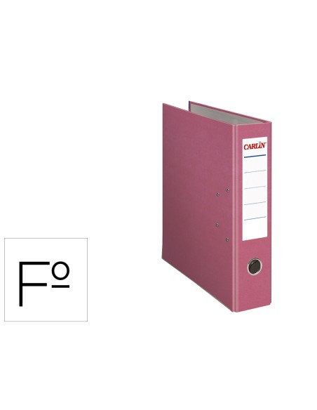 Archivador de palanca carlin folio forrado polipropileno con rado lomo ancho 80 mm rosa