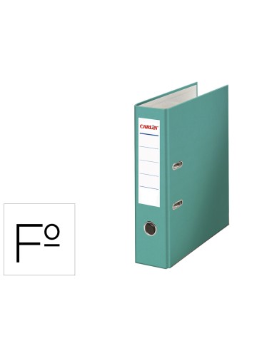 Archivador de palanca carlin folio forrado polipropileno con rado lomo ancho 80 mm verde claro