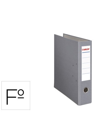 Archivador de palanca carlin folio forrado polipropileno con rado lomo ancho 80 mm gris