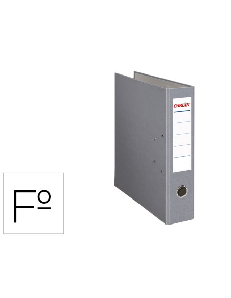 Archivador de palanca carlin folio forrado polipropileno con rado lomo ancho 80 mm gris