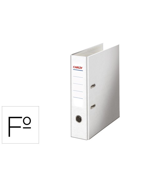 Archivador de palanca carlin folio forrado polipropileno con rado lomo ancho 80 mm blanco