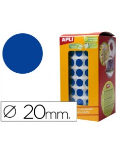 Gomets autoadhesivos circulares 20mm azul en rollo