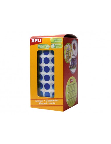 Gomets autoadhesivos circulares 20mm azul en rollo