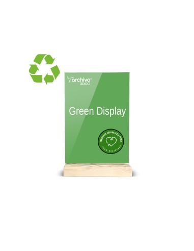 Expositor sobremesa archivo 2000 forma t metacrilato 100 reciclado con base de madera din a4 40x210x330 mm