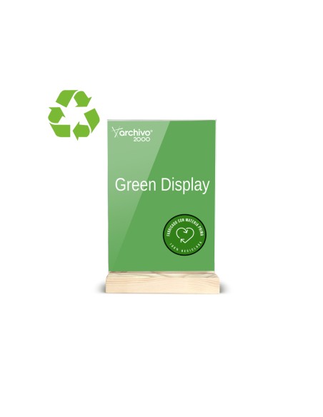 Expositor sobremesa archivo 2000 forma t metacrilato 100 reciclado con base de madera din a4 40x210x330 mm
