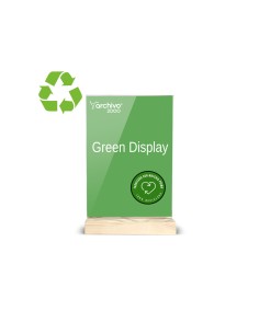 Expositor sobremesa archivo 2000 forma t metacrilato 100 reciclado con base de madera din a5 40x150x240 mm