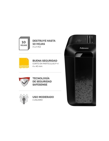 Destructora de documentos fellowes lx65 capacidad 10h seguridad p4 destruye grapas clips y tarjetas