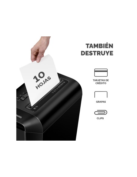 Destructora de documentos fellowes lx65 capacidad 10h seguridad p4 destruye grapas clips y tarjetas