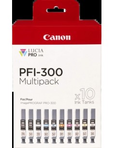 Canon PFI300 Pack de 10 Cartuchos de Tinta Originales -...