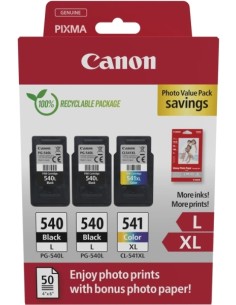 Canon PG540L Negro + CL541XL Color Pack de 3 Cartuchos de...