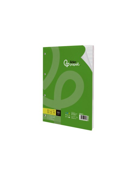 Recambio liderpapel a4 100 hojas 100g m2 pauta 4 35mm con margen 4 taladros