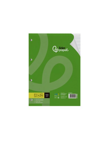 Recambio liderpapel a4 100 hojas 100g m2 pauta 4 35mm con margen 4 taladros