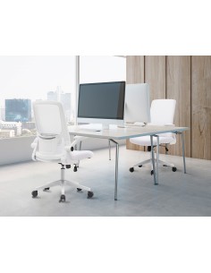 Silla q connect oficina alba malla base metalica alt max 1110 anc 610 prof 580 ruedas premium color blanco