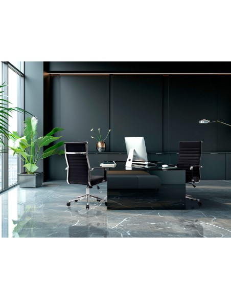 Silla q connect escritorio bosa simil piel base metalica alt max 1130 anc 550 prof 630 mm ruedas premium color negro Silla q connect escritorio bosa simil piel base metalica alt max 1130 anc 550 prof 630 mm ruedas premium color negro