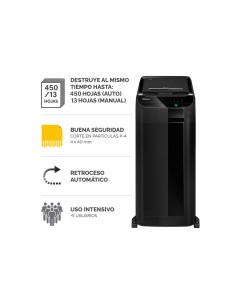 Destructora de documentos fellowes 450c capacidad de corte 450 hojas destruye grapas clips tarjetas y cd 68