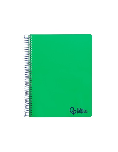 Cuaderno espiral liderpapel a4 micro wonder tapa plastico 120h 90gr cuadro 5mm 5 bandas 4 taladros color verde oscuro