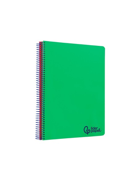 Cuaderno espiral liderpapel a4 micro wonder tapa plastico 120h 90gr cuadro 5mm 5 bandas 4 taladros color verde oscuro